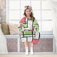 thumbnail image 7 of FORMRS Wearable Blanket Hoodie with Sleeves for Kids Cozy Flannel Sweatshirt, Green Abstract Geometric, 7 of 7