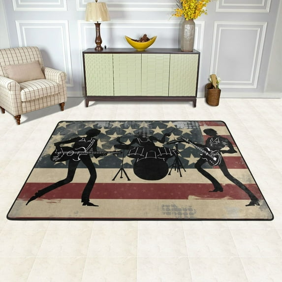 XMXY American Usa Band Area Rugs Doormat Outdoor Entrance, Facecloth Non-slip Floor Mat Rug for Living Room Kitchen Sink Area Indoor,72"x48"