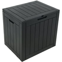 Sunnydaze Outdoor Faux Wood Design 32-Gallon Resin Deck Box with Lockable Lid, Phantom Gray