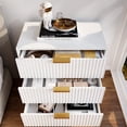 thumbnail image 5 of Tydimor Modern Bedside Table with 3 Drawers, Nightstands with Fluted Panels and Gold Handles, Wooden Texture Accent Storage Cabinets for Bedroom, Living Room, White, Set of 2, 5 of 10