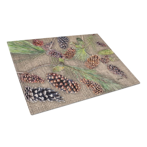 Caroline's Treasures Pine Cones Glass Cutting Board Large