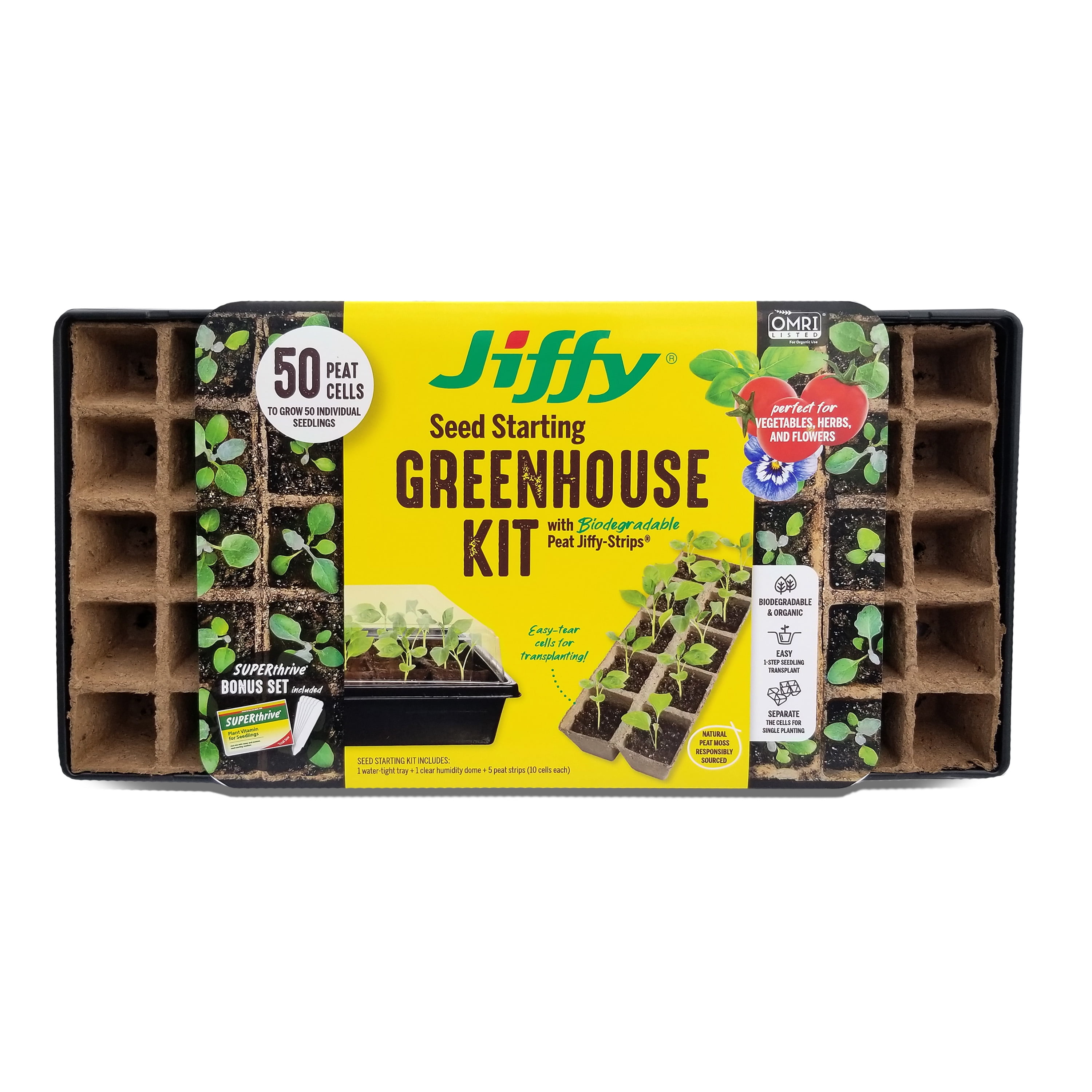 Jiffy Strips N Greenhouse 50 Pack 1-3/4 Square Jiffy Pots