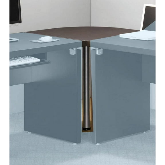 Reuleaux Wood and Metal Corner Table with Grain Details, Espresso Brown- Saltoro Sherpi
