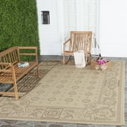 SAFAVIEH Courtyard Erin Traditional Indoor/Outdoor Area Rug Natural/Brown, 4' x 5'7"