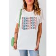 thumbnail image 2 of ABPHQTO Camiseta blanca de manga corta con estampado gráfico de la bandera de EE. UU. FREEDOM para mujer, 2 of 5