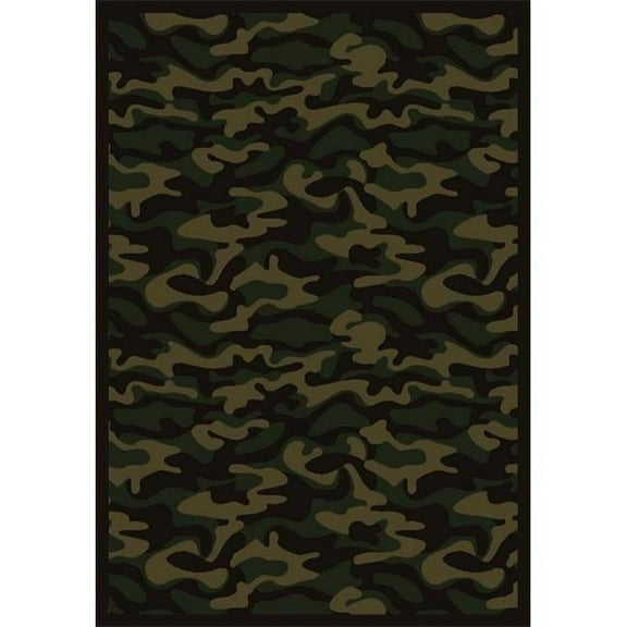 Funky Camo Dark Army 5 ft.4 in. x 7 ft.8 in.  WearOn Nylon Machine Tufted- Cut Pile Whimsy Rug