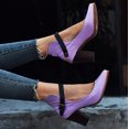 thumbnail image 5 of Clearance VerPetridure Women's Sandals Summer Casual Single Shoes High Heel Buckle Square Heel Patchwork Pump Sandals, 5 of 8
