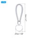 thumbnail image 2 of Llavero de cuero trenzado con anillo de acero inoxidable, cordón de muñeca tejido de PU, plata, 2 of 5