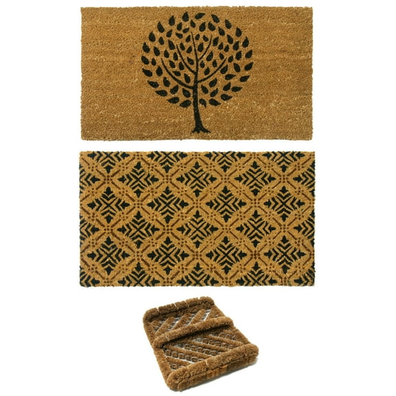 Rubber-Cal "French Country Doormat Kit" - 2 Coco Coir Doormats and 1 Boot Scraper