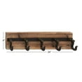 thumbnail image 4 of DecMode Wood Industrial Wall Black/Brown Hook Rack 24"W x 6"H with Wooden Panel Board, 4 of 14