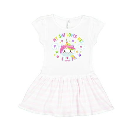 

Inktastic My Gigi Loves Me with Cute Rainbow Unicorn Gift Toddler Girl Dress