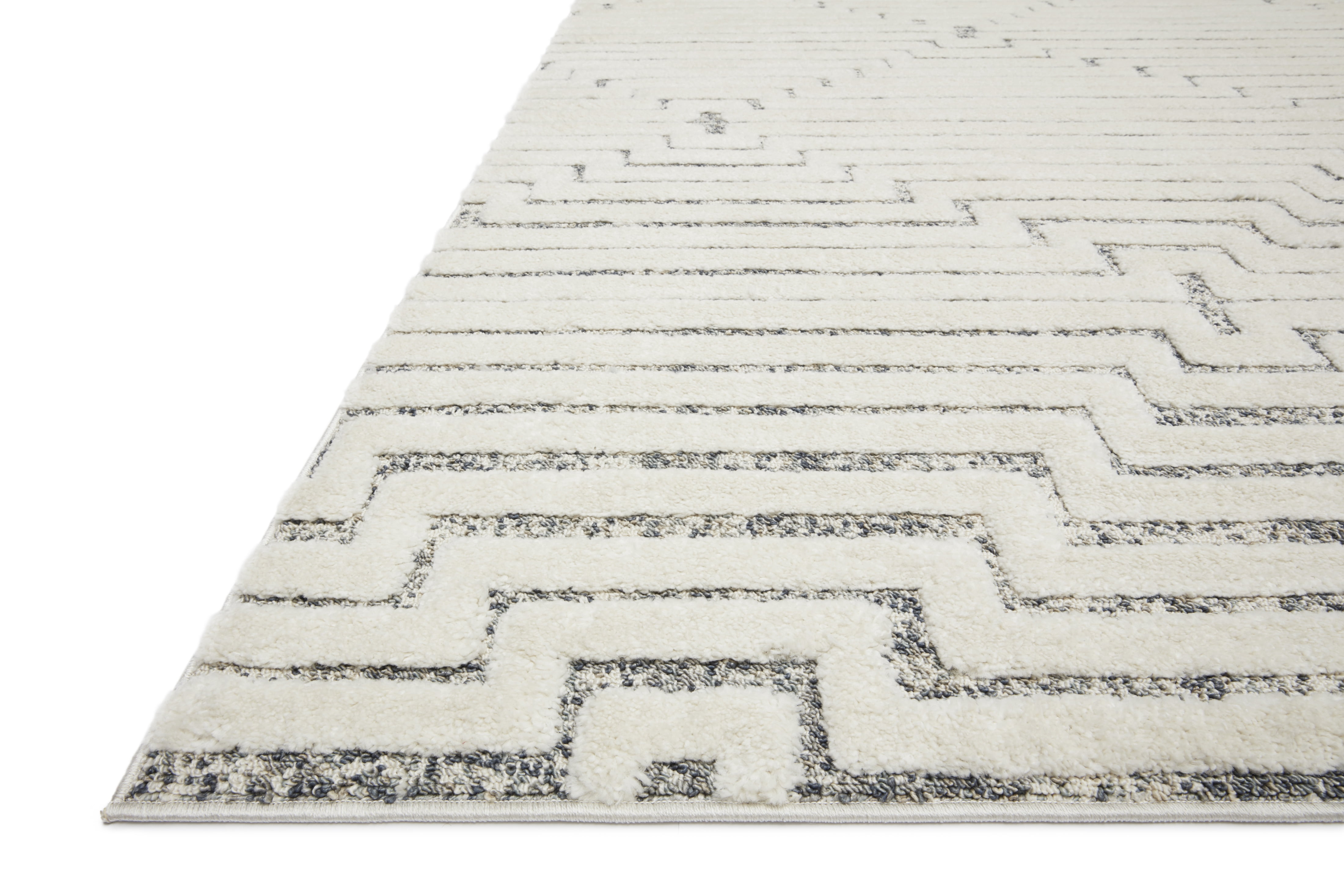 Loloi Rugs HAGEHAG-03WHSC2740 2 ft. 7 in. x 4 ft. Hagen White & Sky Contemporary Power Loomed Rug