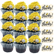 Sprinkle DecoSet of 12  Edible Bumble Bees 1inch Edible Sugar Cake & Cupcake Decoration Toppers with 12 Exclusive Thank You Stickers