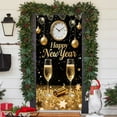 thumbnail image 6 of New Year Door Cover Banner 2025 - Xmas Eve Decorations Black Gold Hanging Backdrop Sign Prop for Holiday Indoor Outdoor Party Supplies (C), 6 of 6