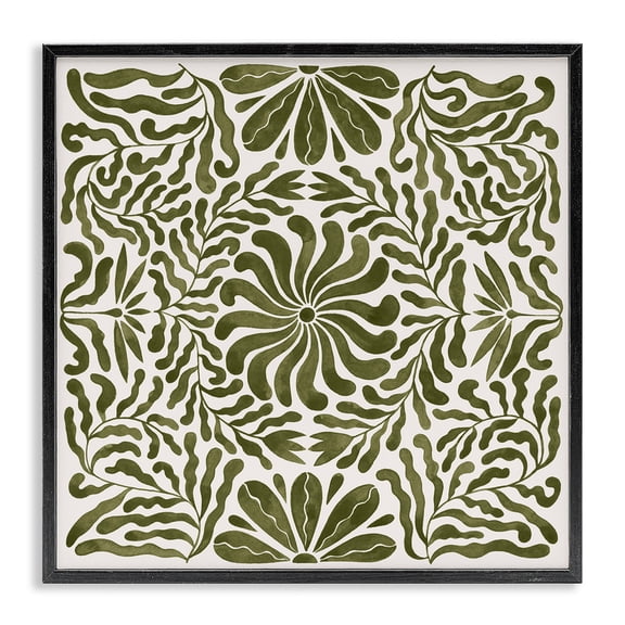 Stupell Industries Eclectic Symmetric Flower Pattern Black Framed Giclee Art, 12 x 12, by Grace Popp