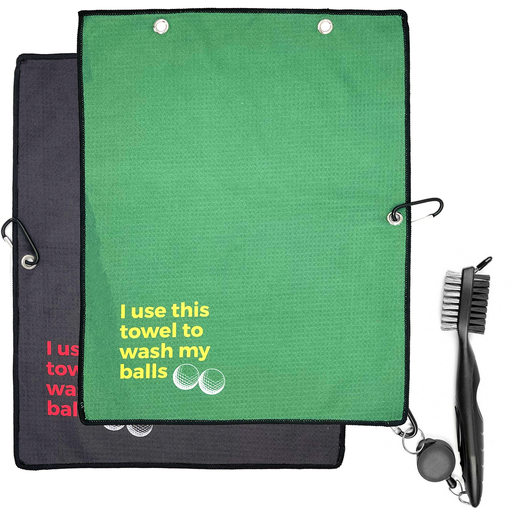 Rio Salto Golf Towel and Brush Set for Golf Bag Microfiber Waffle