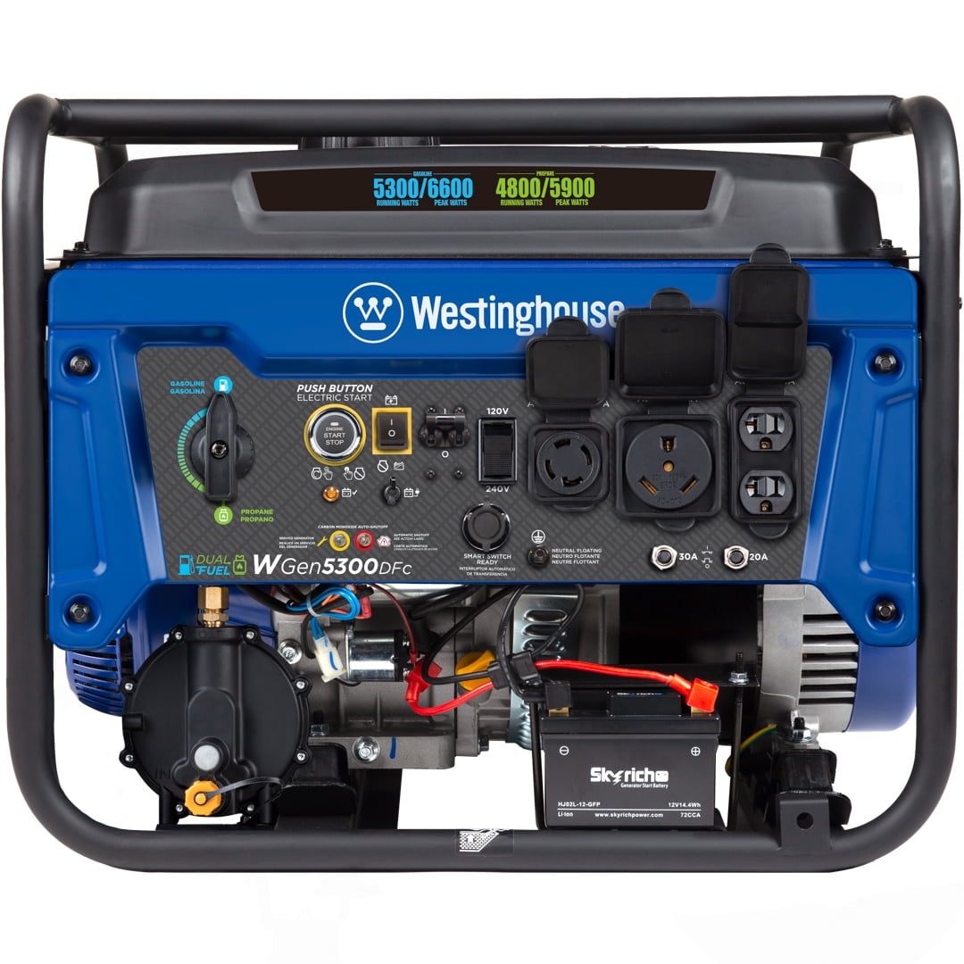 Westinghouse 6600 Peak Watt Home Backup Dual Fuel Portable Generator w/ Remote Electric Start & CO Sensor