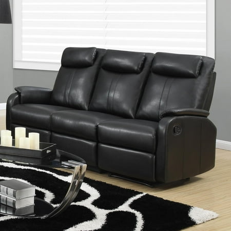 Monarch Reclining Sofa Black Bonded Leather