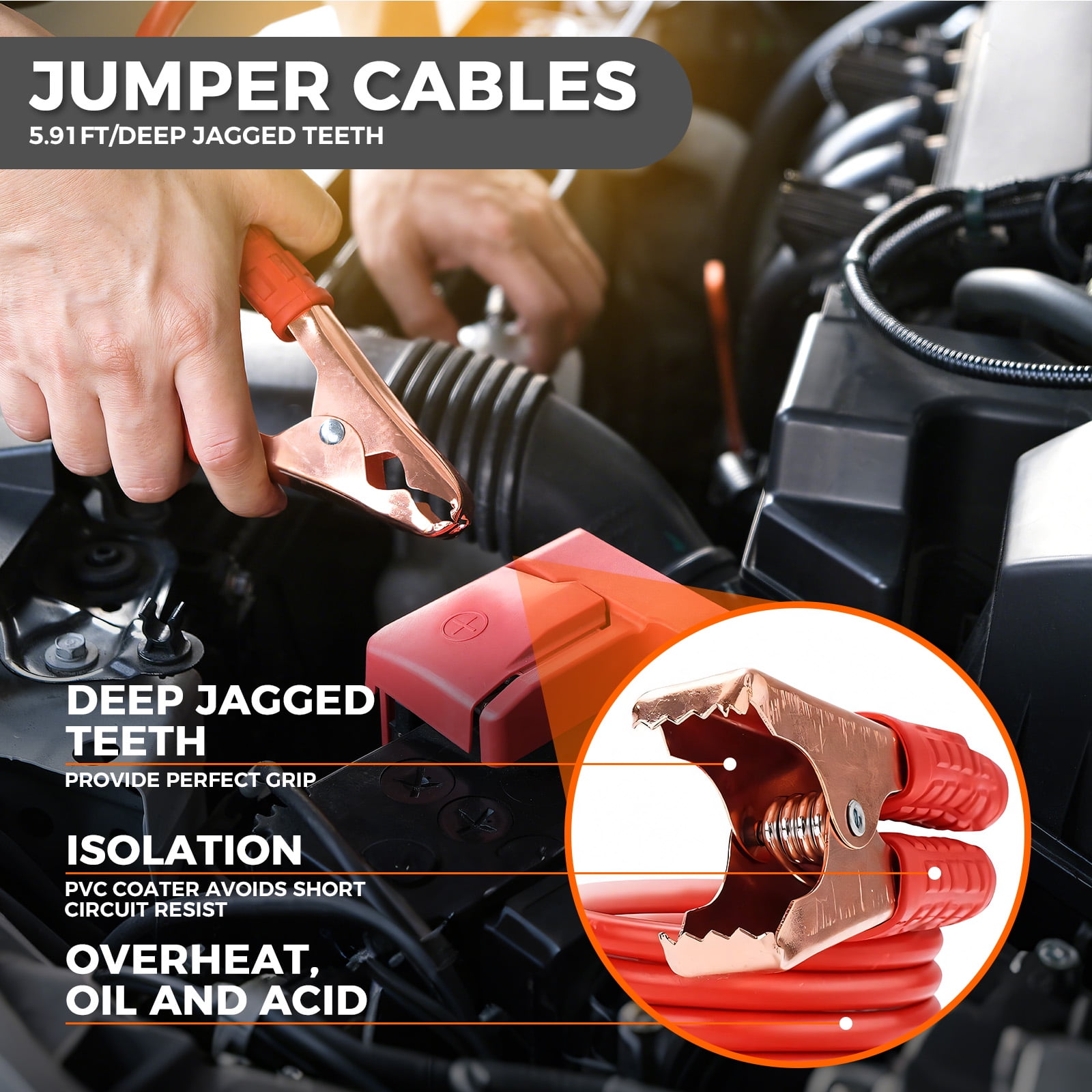 Roadside Assistance Emergency Kit Car Safety Kit Multipurpose Bag Car Premium with Battery Jumper Cable Kit for Car, Vehicle, Truck or SUV for Men or Women, Black  Roadside Emergency Car Kit-with Jum