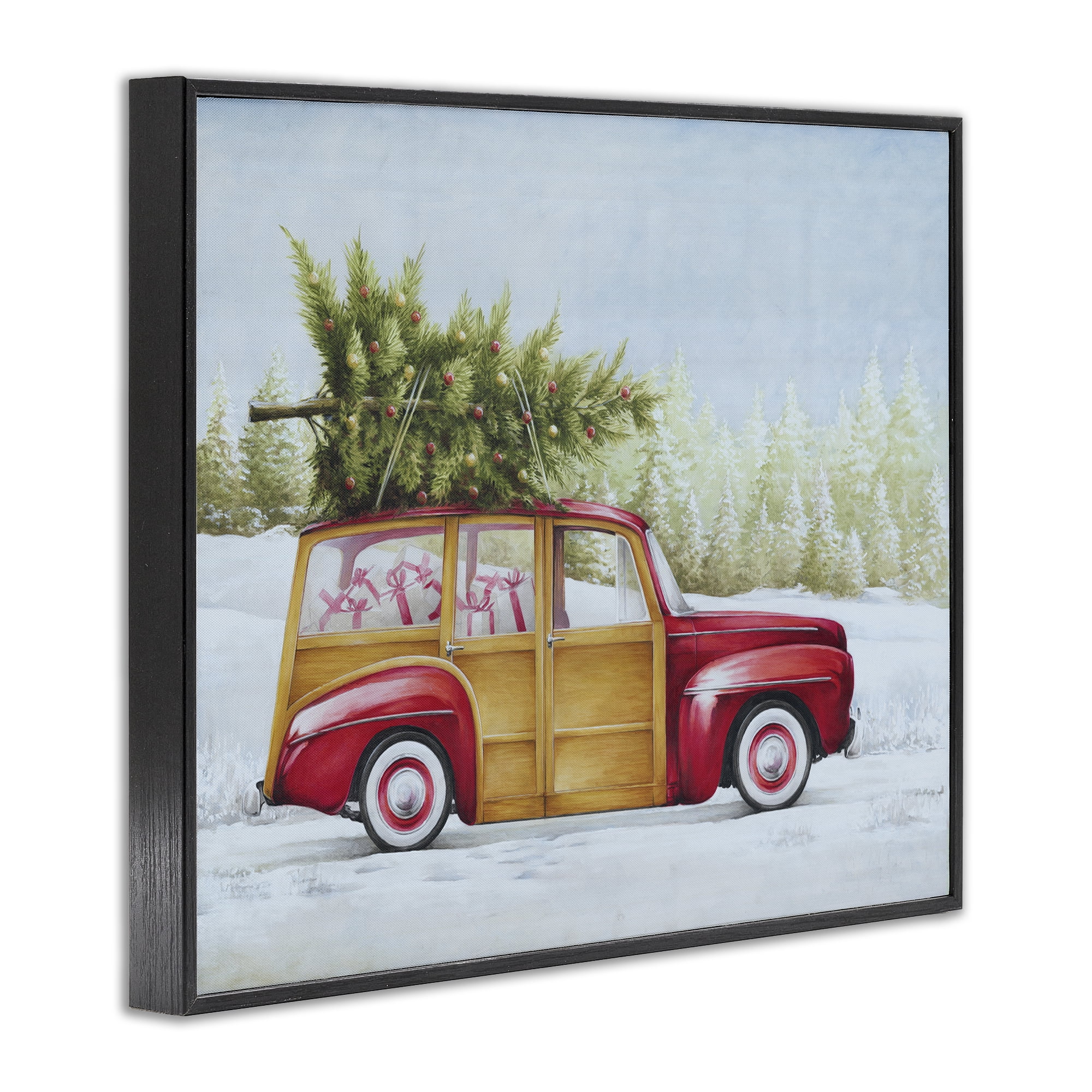Stupell Industries Holiday Fun Filled Car Holiday Painting Black Framed Art Prints Wall Art, 30 x 24