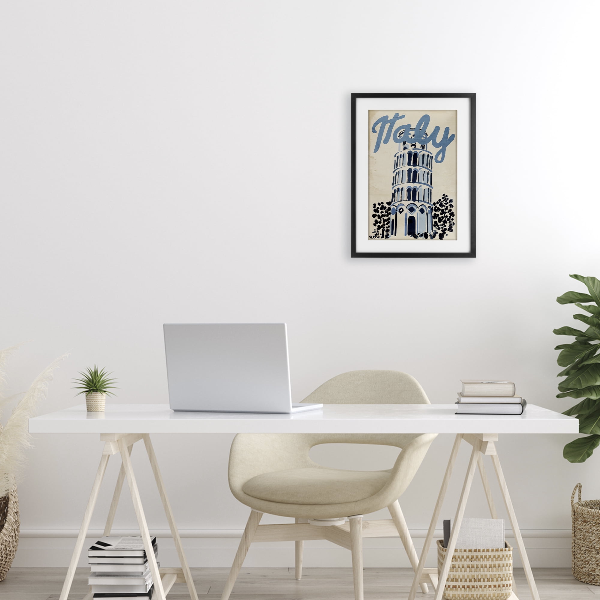 Stupell Industries Blue & Beige Italy Travel Black Framed Print Under Glass, design by Annabelle Hall