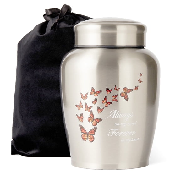 Up to 180lbs Butterfly Large Urn for Ashes for Women Men Adult Male&Female Stainless Steel