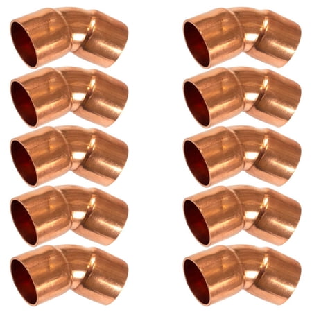 Appli Parts AP-C03445B10 3/4 45 Degree Elbow Short Turn Copper pipe fittings CxC Sweat connections for refrigeration air conditioning and plumbing applications ACR and Type L copper pipe (10 x Bag)