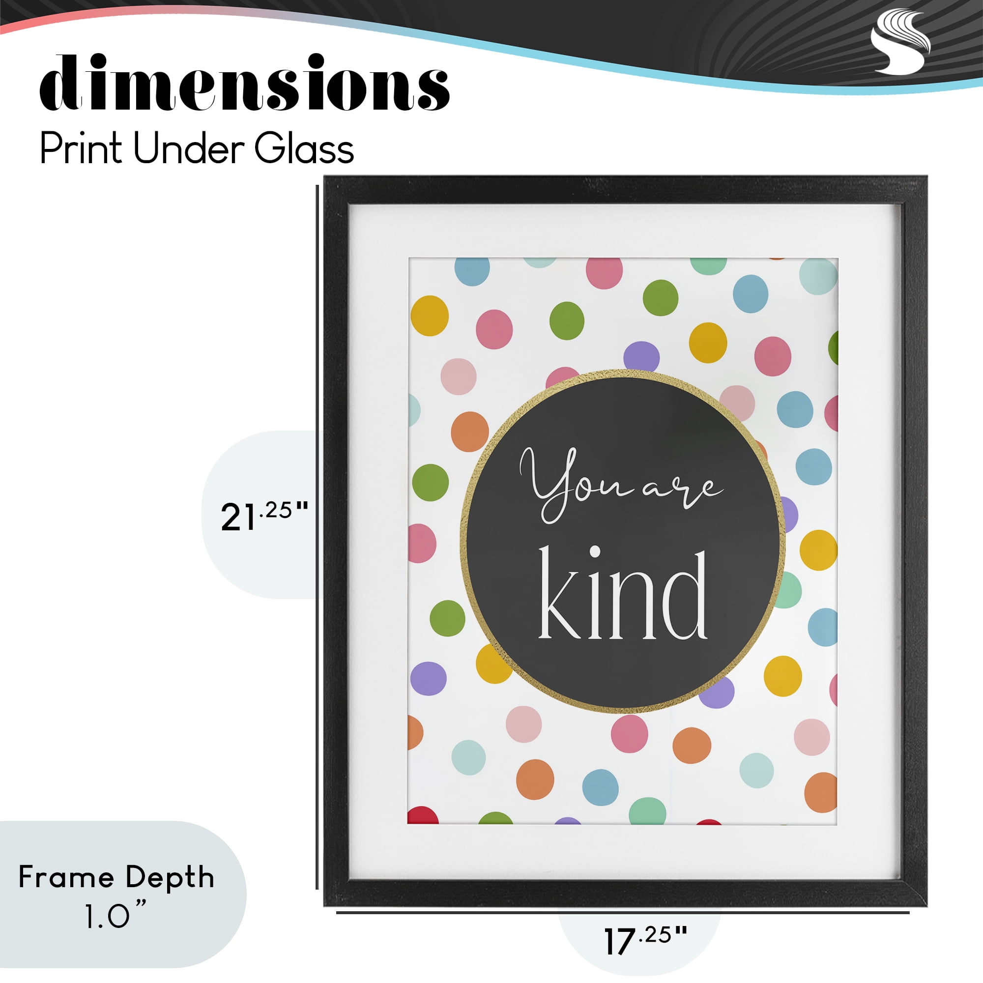 Stupell Industries You Are Kind Polka Dots Black Framed Print Under Glass, design by Christine Simpson Art
