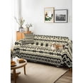 thumbnail image 3 of Black Khaki Boho Couch Cover for 2 Cushion Sofa, Vintage Ethnic Tribe Abstract Art Retro Washable Loveseat Sofa Covers Slipcover for Sectional Sofas L-Shaped, Couch Throw Cover 71"x118", 3 of 9