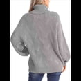 thumbnail image 4 of Suéter de Cuello Alto, Larga, Estilo Globo, Liso, para Mujer, para Invierno y Otoño. Gris L, 4 of 7