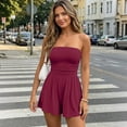 thumbnail image 5 of Womens Romper Summer 2026 Strapless Tube Tops Beach Vacation Clothes Boho Loose Spring Shorts Jumpsuits Pockets Wine S, 5 of 5