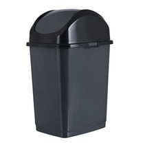 Superio Kitchen Trash Can with Swing Top Lid 9 Gallon, Slim Waste Bin 37 Qt Durable Plastic, Fit Small Spaces , Office, Bathroom, Under Counter (Onyx Grey/Black)