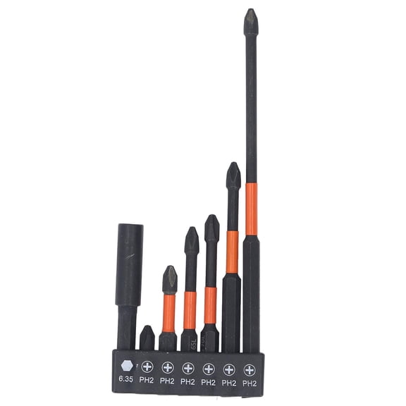 YAHHU 7‑Piece PH Screwdriver Bits Set – TS2 Steel, Impact‑Resistant, Magnetic Holder, High‑Hardness Electric Driver Bits