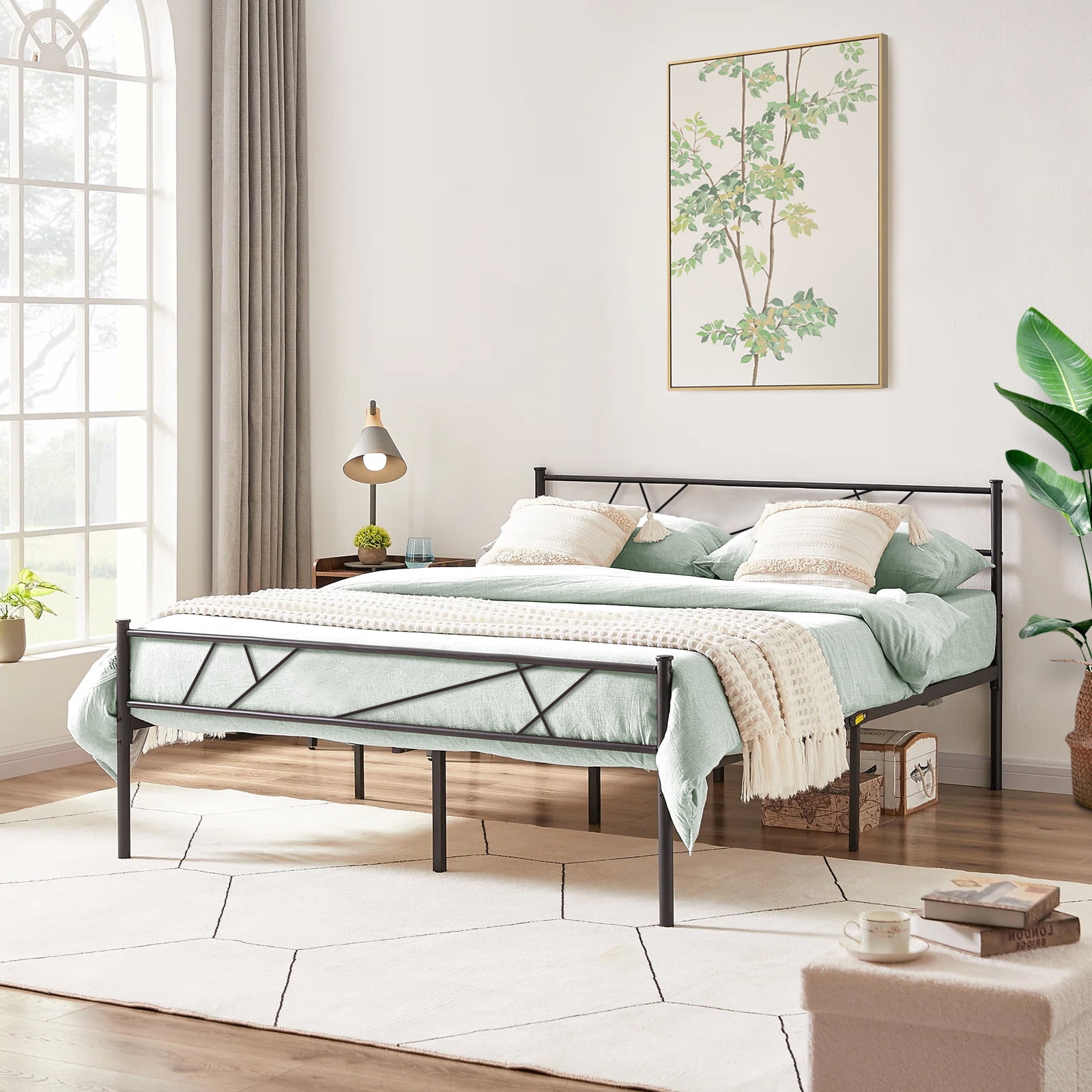 uhomepro Metal Full Bed Frame with Headboard and Footboard, Modern