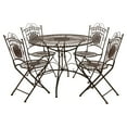 thumbnail image 2 of Oriental Furniture Rustic Wrought Iron 5 Piece Patio Dining Set, 2 of 10