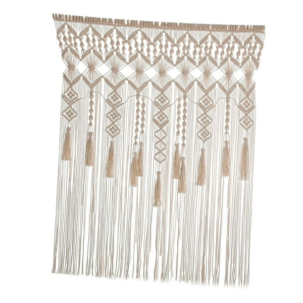 Cortina de macramé para colgar en la pared, estilo bohemio, hecha a mano, con borlas para dormitorio. Tipo B