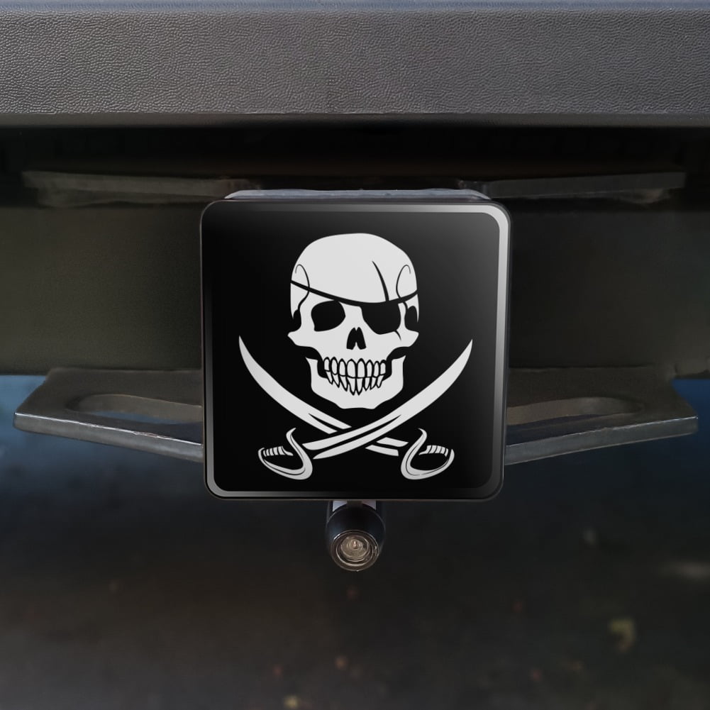 Pirate Skull Crossed Swords Jolly Roger Tow Trailer Hitch Cover Plug