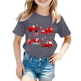 thumbnail image 1 of Rhuody Hauts pour Filles T-Shirt à Manches Courtes Col Rond Tee Hauts à Imprimés de Dessins Animés Rétro Tenue Quotidienne 1-2 Ans Gris Foncé, 1 of 3