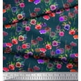 thumbnail image 2 of Soimoi Tissu Crêpe polyester Feuilles & Roses Imprimé Floral 1 Yard 52 Pouces de Large, 2 of 3