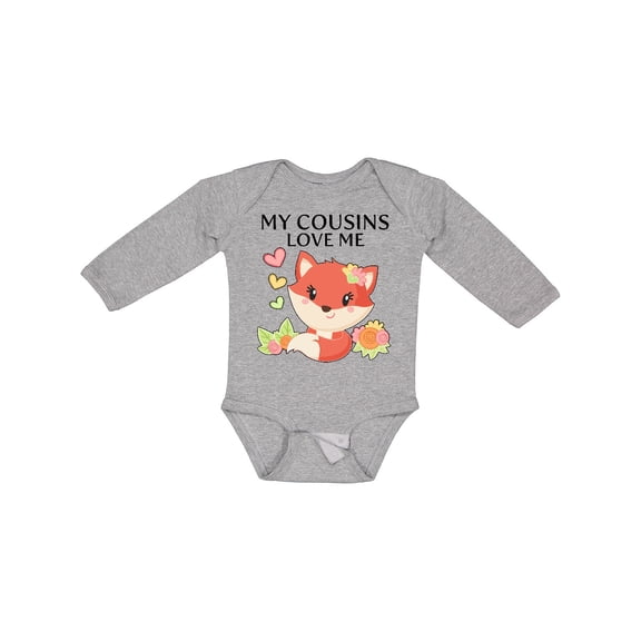 Inktastic My Cousins Love Me- Little Fox Boys or Girls Long Sleeve Baby Bodysuit