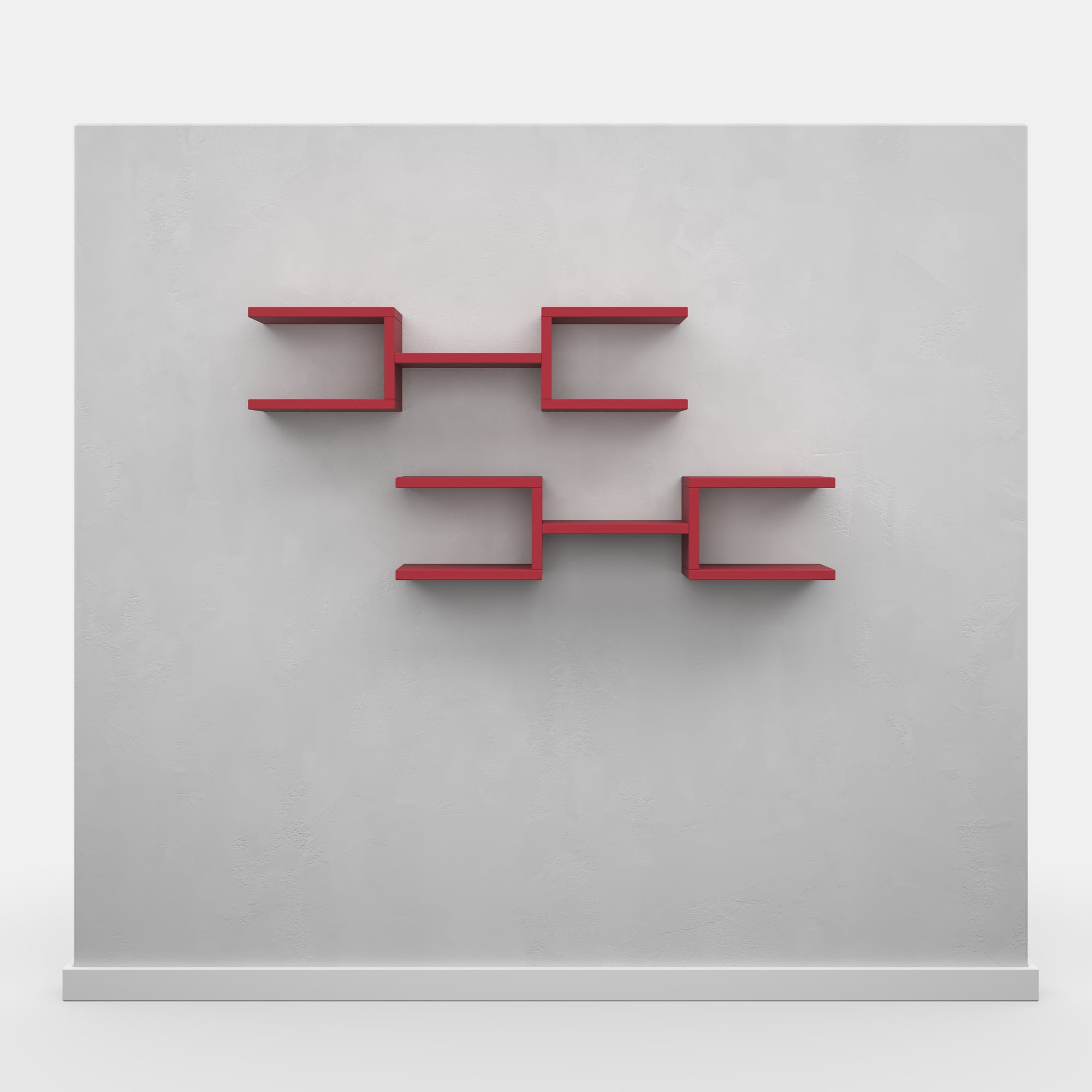 Ada Home Decor Floating Shelves for Wall Storage, 29.53" W x 7.87" D Geometric Wall Shelf Organizer, Modern Shelf for Wall Decor, Burgundy