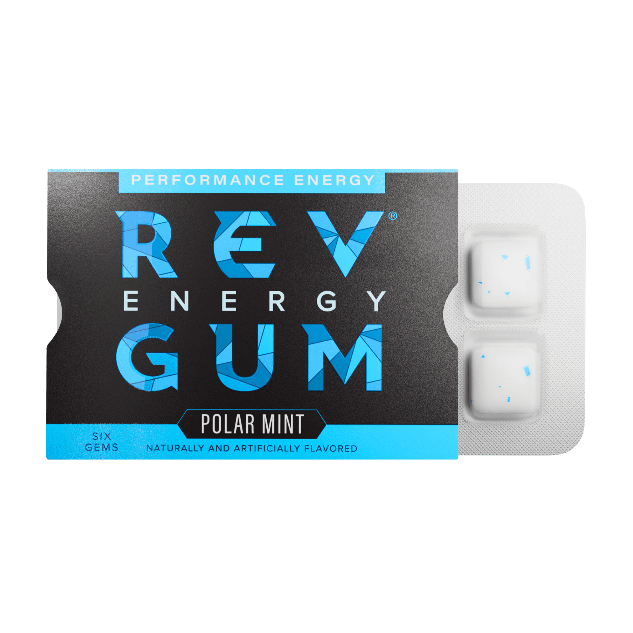(2 pack) Rev Gum Sugar Free Polar Mint Energy Gum, 6 Pieces