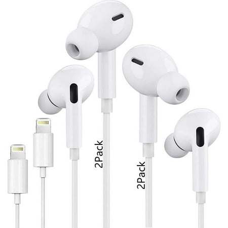 2 Pack iPhone Earbuds [AP MFi Certified] Wired in-Ear Stereo Noise Canceling Isolating Lightning Headphones with Built-in Microphone&Volume Control Compatible with iPhone 13 12 SE 11 X 8 7-All iOS
