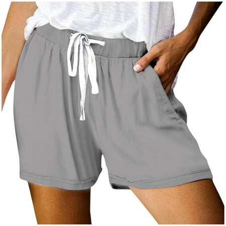 VMESZQFG Womens Athletic Shorts Cotton Boy Shorts Underwear for Women s Fashionable Printed Drawstring Shorts Summer Elastic Waist Casual Short Skirts for Women Elastic Waist Gray