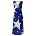 thumbnail image 5 of Ygbgbb Womens Independence Day Dresses Sleeveless Dresses Maxi Dress Flag Wrap V-Neck Pleated Waist Strap Flowy Casual B-Blue XXL, 5 of 5