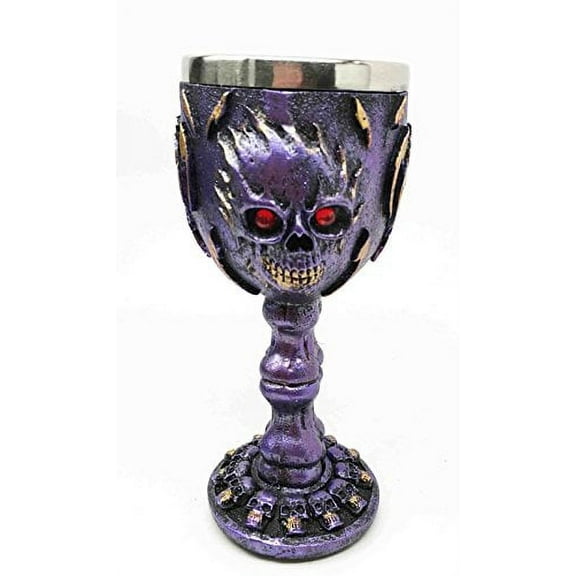 Flaming Skull Purple Ghost With Bloody Eyes 5oz Wine Drink Goblet Chalice