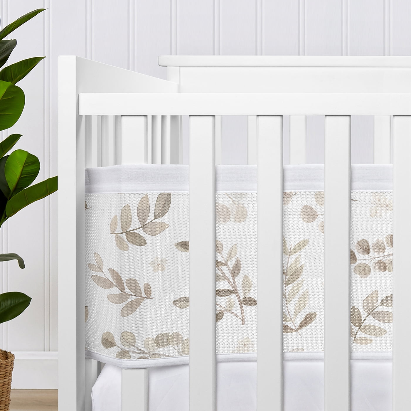 Sweet Jojo Designs + BreathableBaby Botanical Ivory Beige Breathable Mesh Crib Liner Pad