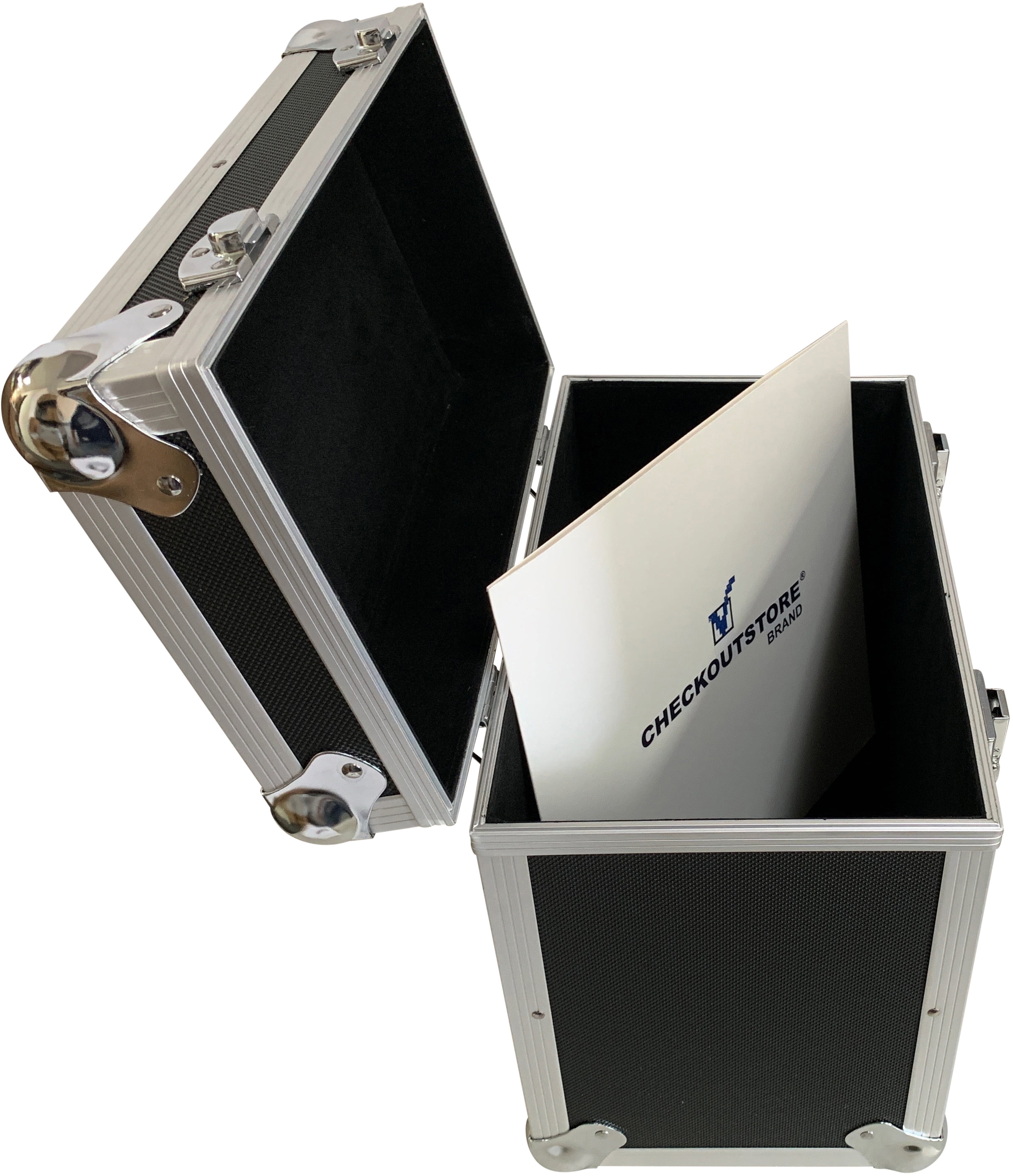 CheckOutStore Black Aluminum 12x12 Square Cardstock Paper Holder Storage Box - Small