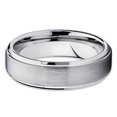 thumbnail image 2 of Tungsten Wedding Band Silver Tungsten Ring 6mm Tungsten Carbide Brush Polish Comfort Fit Men & Women Engagement Ring, 2 of 3