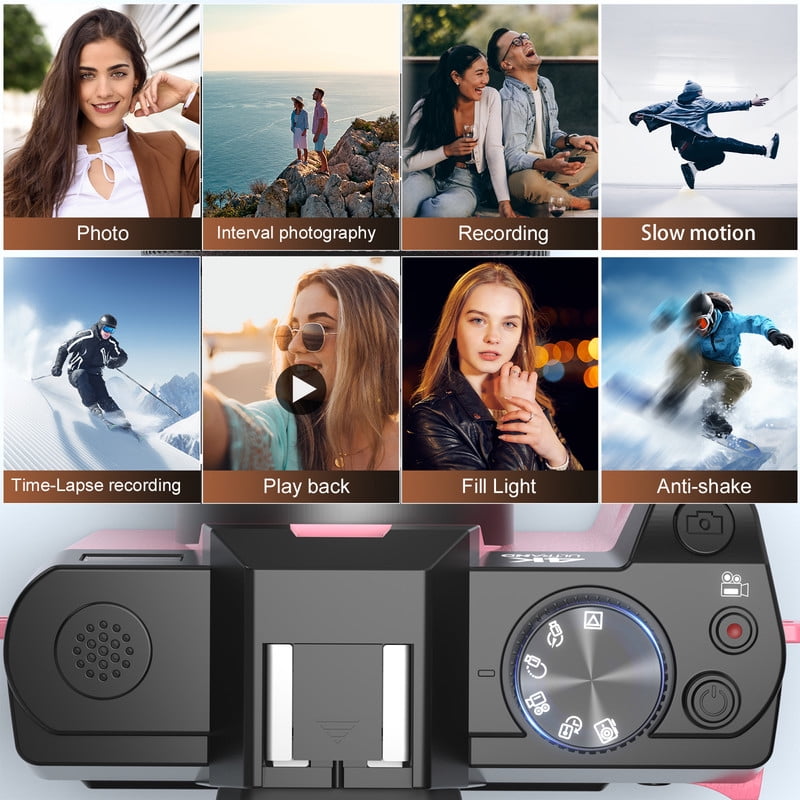 NBD 5K Digital Camera for Photography,48MP Autofocus Vlogging Camera for Youtube with 32GB TF Card，Pink